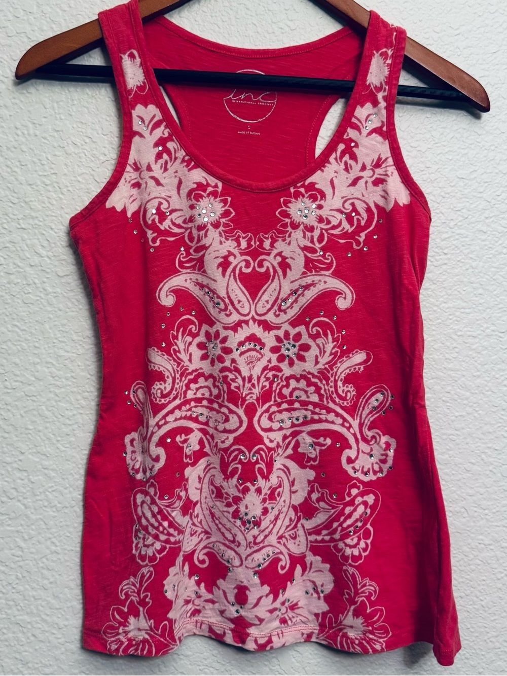 INC International Concepts Hot Pink Embellished Tank Top S